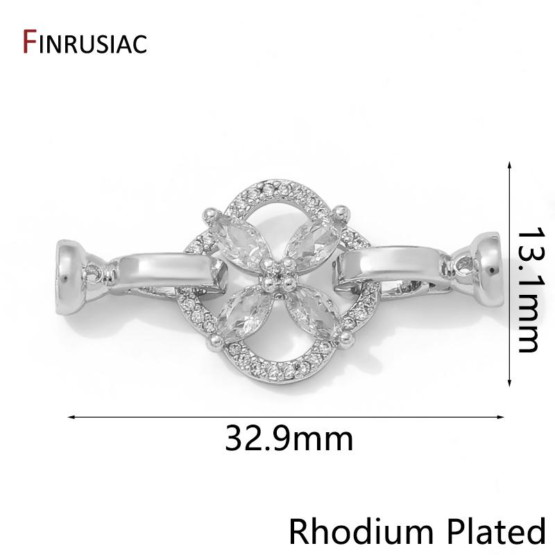 

14K Gold Plated Brass Zircon Flower Shape Fastener Clasps Connectors,Lock For Jewelry,DIY Bracelet Necklace Making Supplies 1 piece