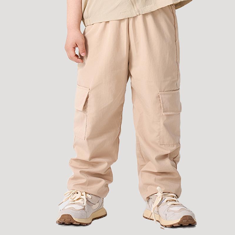 Spring & Autumn Kids' Mosquito-Proof Cargo Pants – Girls' Solid Color Casual Wear