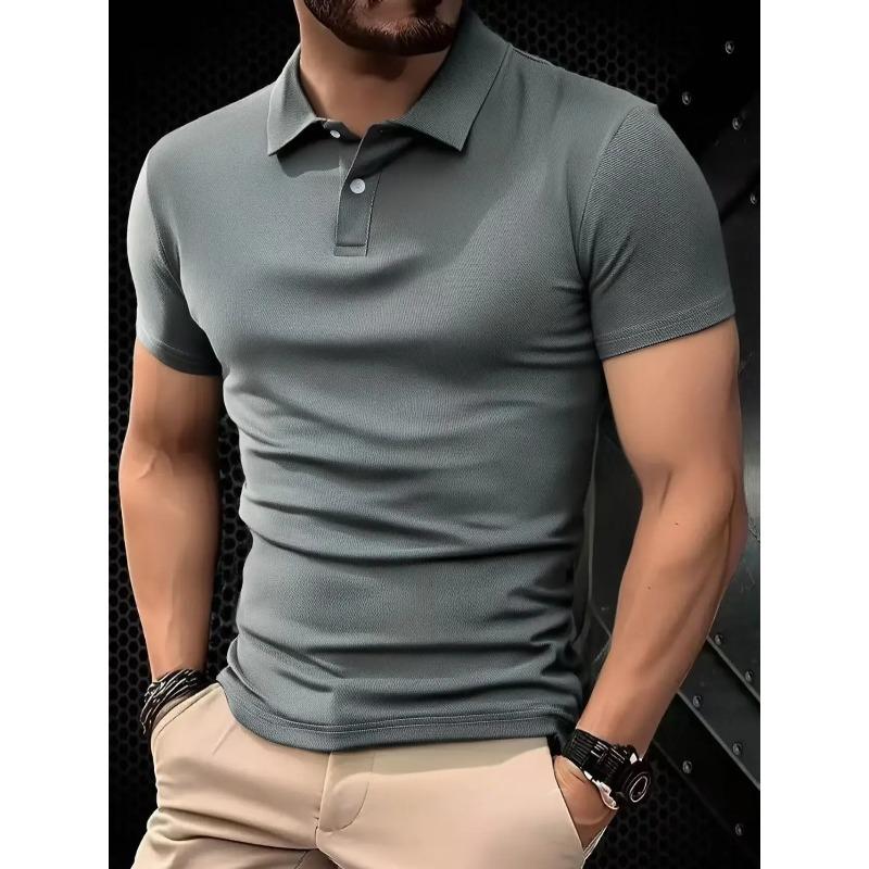 Men's Polo Simple Pure Color Short-Sleeved Shirt, High-Grade Fabric, Breathable and Comfortable Fabric with Ice Feel, Summer Out