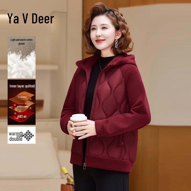 Yalu Mid-Aged Women's Warm Padded Hooded Jacket
