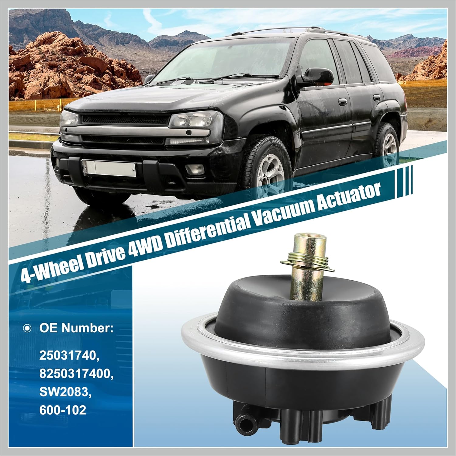 4-Wheel Drive 4WD Front Differential Vacuum Actuator 25031740 for Chevrolet S10 Blazer 1983-2005 for Pontiac 6000 1988-1990 Car Vacuum Actuator