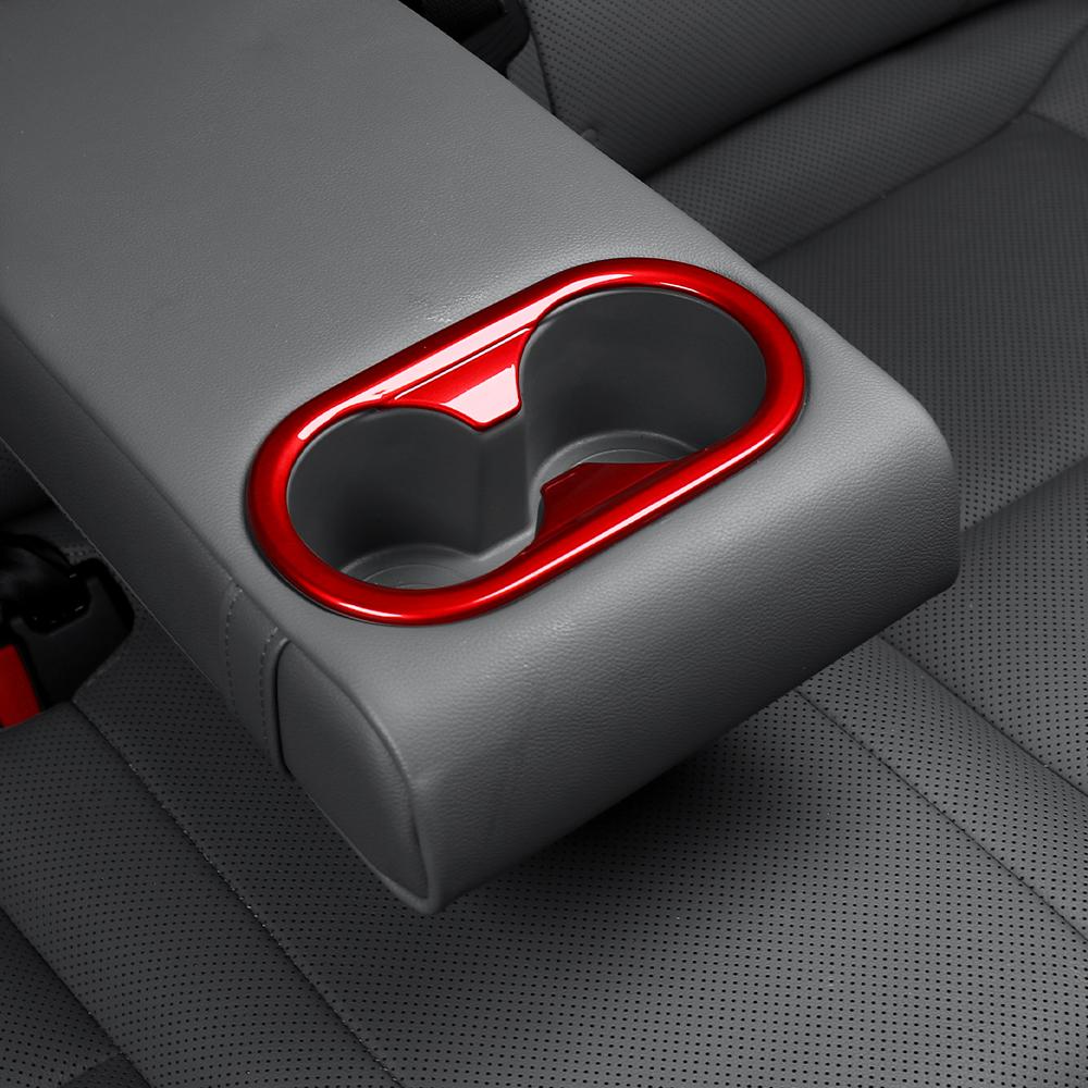For Hyundai Kona SX2 2024 2025 2026 Carbon Fiber Rear Row Water Cup Holder Frame Trim Cover Red Car Interior Accessories