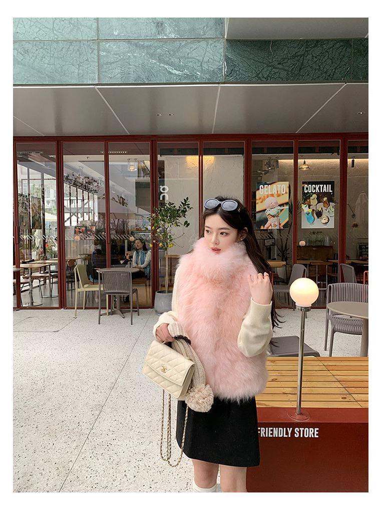 Marshmallow Faux Fox Fur Vest - Chenille Spandex Blend