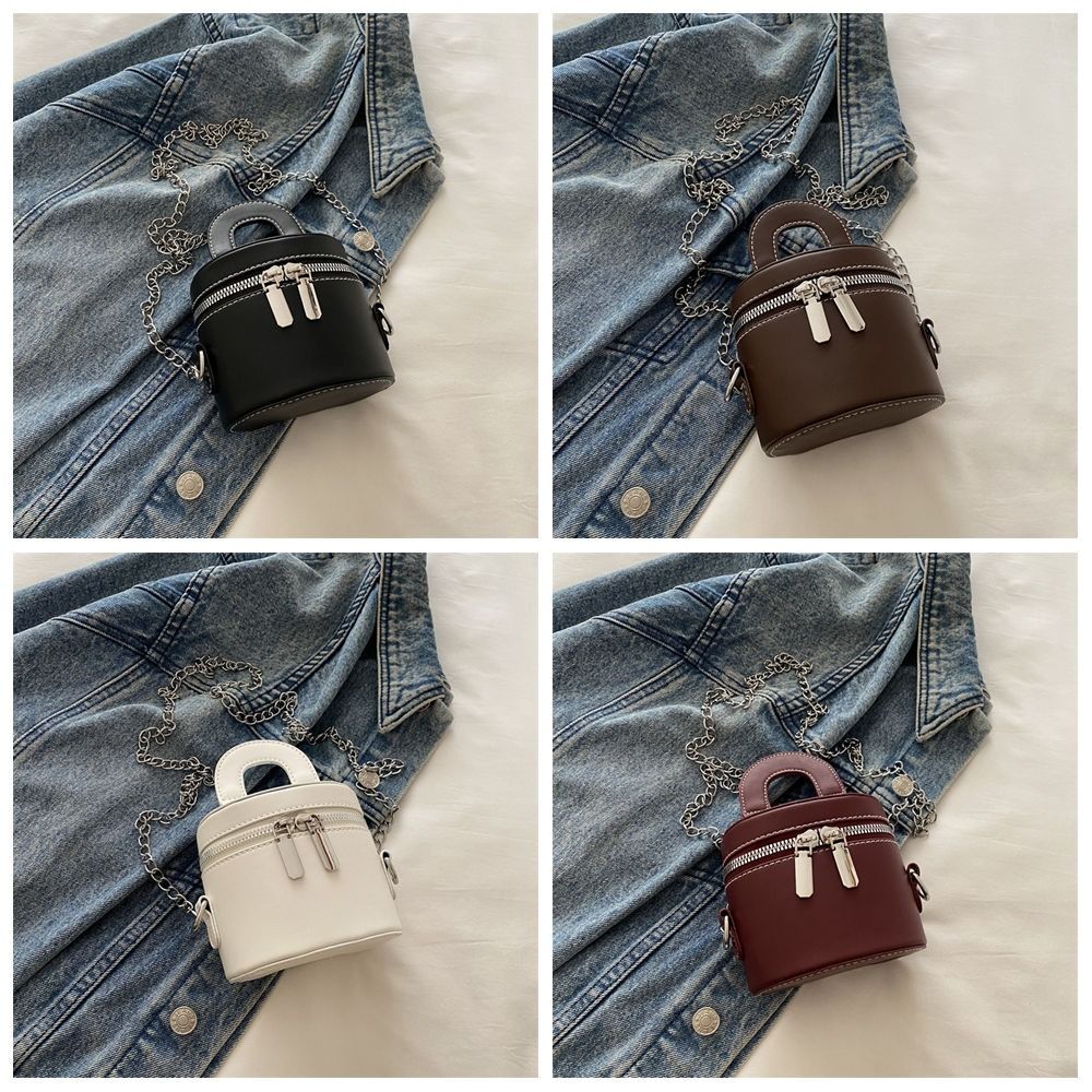 PU Leather Box Crossbody Bag Solid Color Clothes Match Bag Personality Mini Lipstick Bag Girls