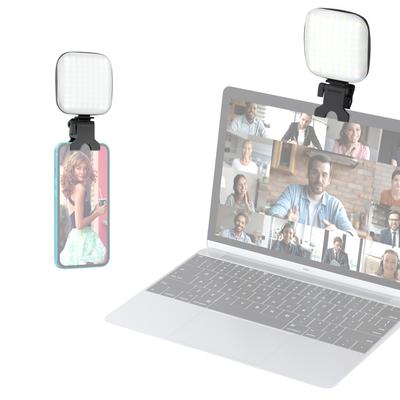 Luz de relleno LED con clip para teléfono, luz para selfies, luz de video para conferencias, 2500 K-9000 K, regulable, incorporada