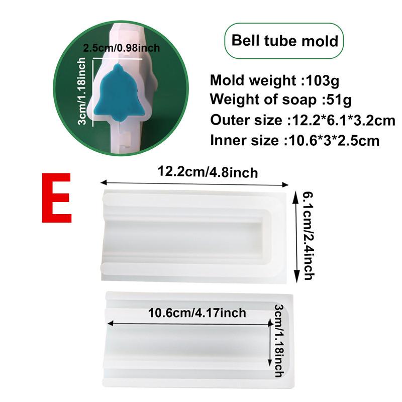 Christmas Themed Soap Tube Silicone Mold DIY Snowman Snowflake Bell Ball Tree Designs Soap Chocolate Cake Crafts Holiday Supplie