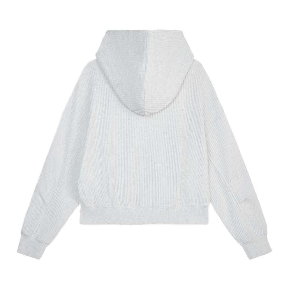 Puma R.Essentials Urban Outdoor Relaxed Commuter Waffle Comfortable Breathable Hooded Zip Short Jacket Women jackets White Gray 638588-05