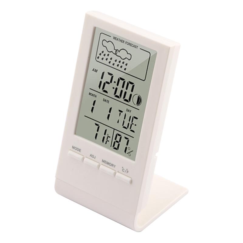 Mini Digital Thermometer Hygrometer Indoor Temperature Humidity Meter Gauge Clock Weather Station Forecast Max Min Value Display