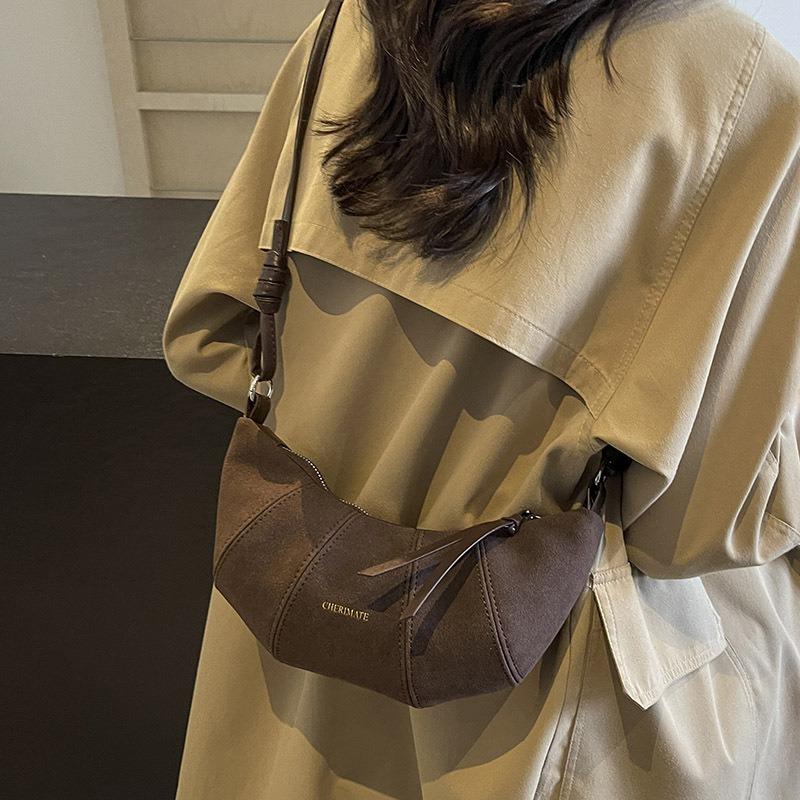 New niche croissant bag women's splicing casual simple messenger dumpling bag daily commuter mobile phone bag