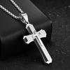 Cross Pendant White Steel 3 Layer Crucifix Cross Necklace for Men Clothing Matching Steel Color