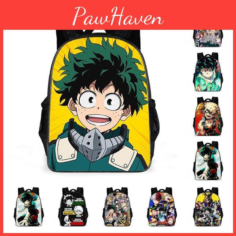 Polyester My Hero Academy Casual Backpack For Outdoor Travel Adjustable Strap And Spacious Design