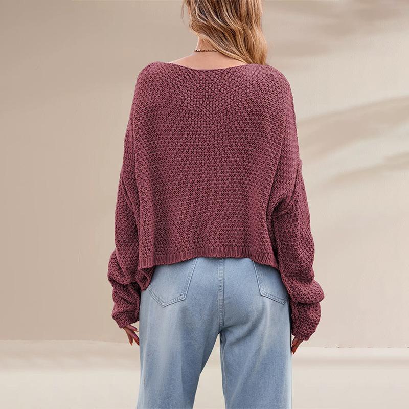 Autumn and winter new hot-selling round neck twisted rope twist loose solid color knitted sweater women