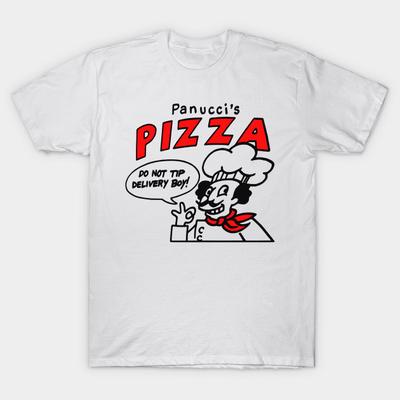 T-shirt Homme Noir Imprimé Panucci'S Pizza Impression sur Papier de Transfert Sans Découpe T-shirt en Coton
