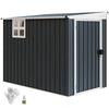 7.6 X 4ft Shed Metalic de Grădină Tip Șopron cu Acoperiș Înclinat, Shed Exterior pentru Depozitare cu Fereastră, 2 Aerisiri și Ușă Blocabilă pentru Grădină, Gri Închis