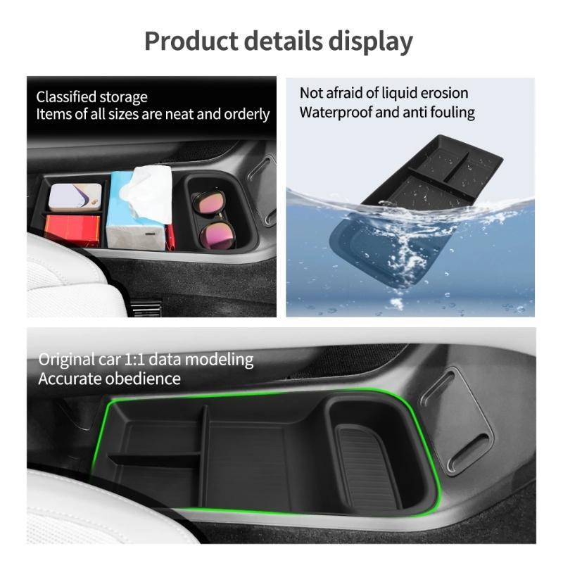 Car Center Console Storage Compartment Organizer Anti Scratch TPE Tray Suitable For Tidying Essential Easy Installation