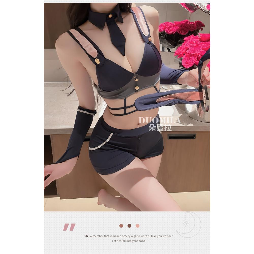 Domila Midnight Rabbit Inspector Crotch Set Sex Underwear Sexy Dew Pure Desire Uniform F067