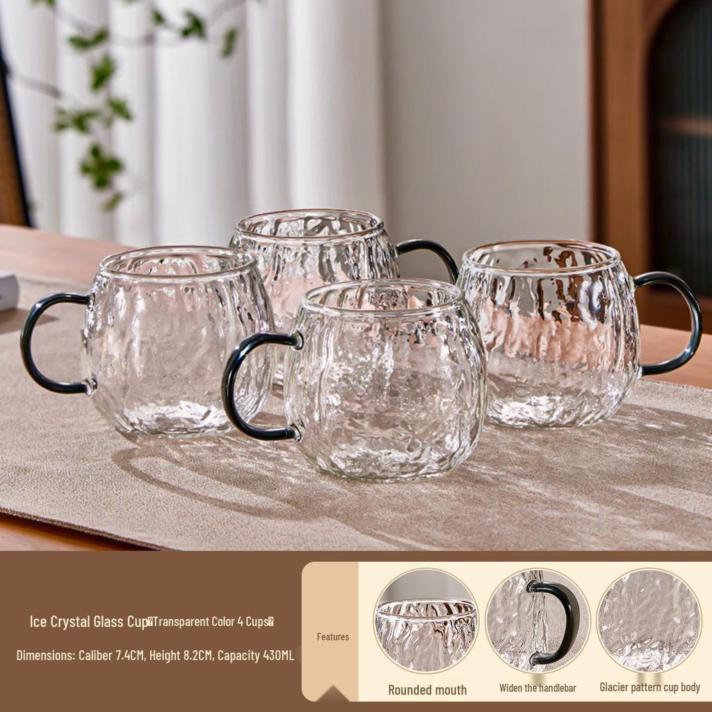 Luxury Glacier Glass Pitcher & Cup Set for Living Room - Elegant Cold Water Drinkware