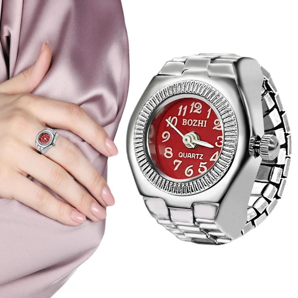 Orologio da dito punk vintage Mini cinturino elastico in lega Orologi Anelli per coppie Orologio per gioielli Orologio al quarzo romano retrò Anello per donna e ragazza