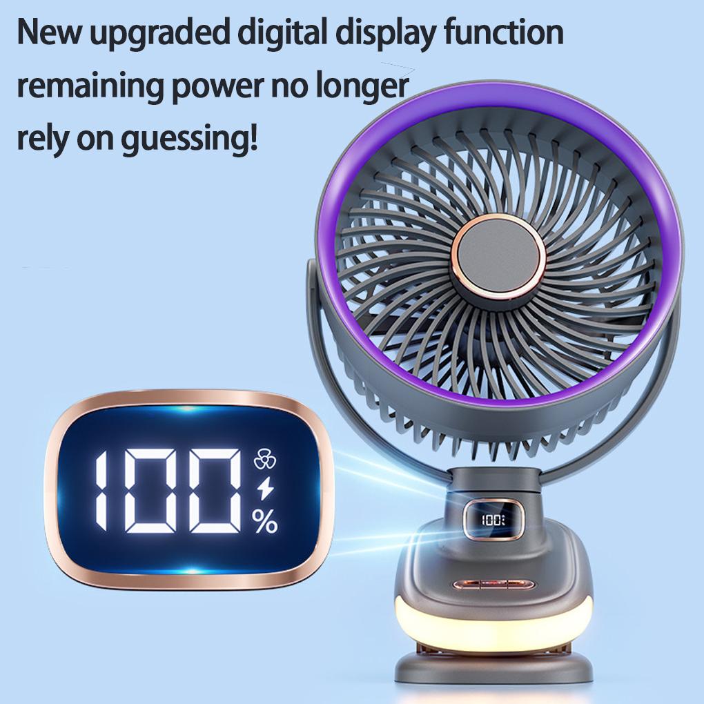 10000mAh Rechargeable Mini Clip Fan Mute Mini Desk Fan Adjustable Clip-on Fan Table Wireless Fan for Home Room Stroller Camping
