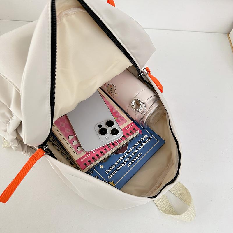 Schoolbag Japanese Solid Color Niche Schoolbag Casual Versatile Junior High School Female Student Backpack Spring Outing Outdoor Large Capacity 