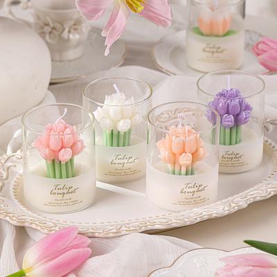 Blumenduftkerze Duft-Geschenkbox Tulpenstrauß Blumenform Kerzenbecher Valentinstag Geschenk Feiertagskerze