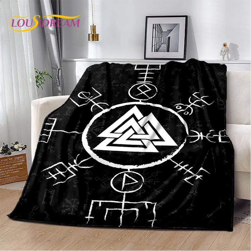 3D Viking Odin Valhalla Nordic Mythology Symbols Blanket,Soft Throw Blanket for Home Bedroom Bed Sofa Picnic Office Travel Cover