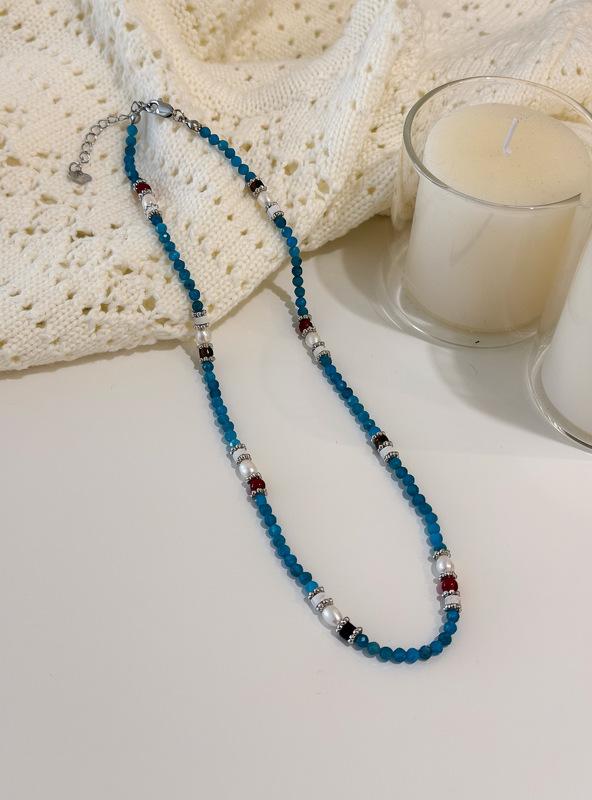 Turquoise Pearl Retro Choker - High-End Ethnic Style Gemstone Necklace for Women