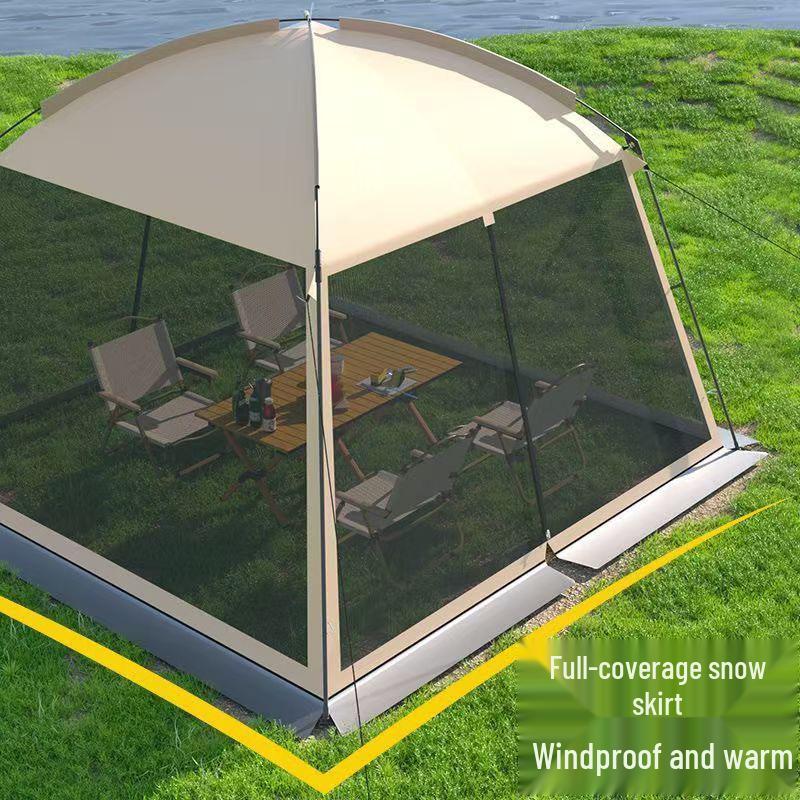 Four-Season Ventilated Camping Tent: Mesh Sunshade, Mosquito Repellent, Rainproof Shelter