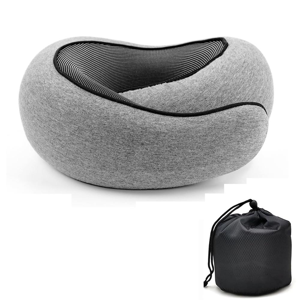 

U-Shaped Travel Pillow, Snail Style, Portable with Adjustable Neck Support, Machine Washable, Knit Polypropylene Cover светло-серый
