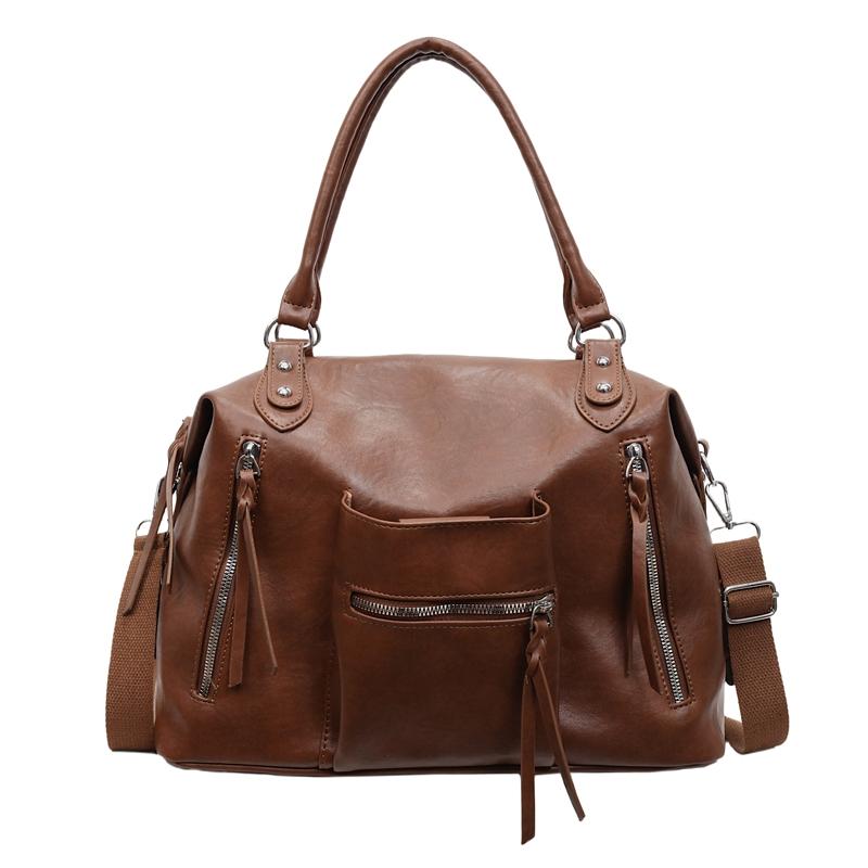 Vintage Large Capacity Bag Commuter Crossbody Bag Women's Shoulder Hand Tote Bag Short Distance Luggage Bag