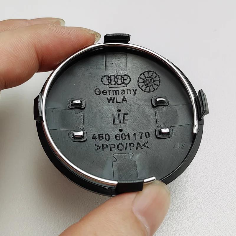4ks Pro znak Audi 4B0601170 A1 A3 A4 A5 A6 Autopříslušenství 60mm Černá Šedá Stylingový odznak na auto Krytky středů kol Víčka ráfků
