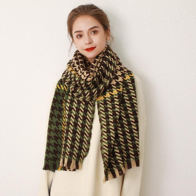 

Новинка 2022 года, зимний теплый кашемировый шарф из пашмины, женский и мужской красочный плед, дизайнерский шейный платок, вязаные шарфы с кисточками