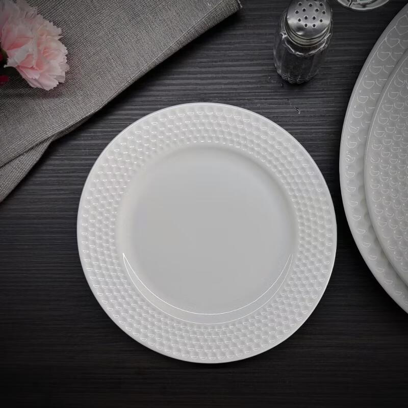 10-inch Gold Rim Ceramic Flat Dinner Plate
