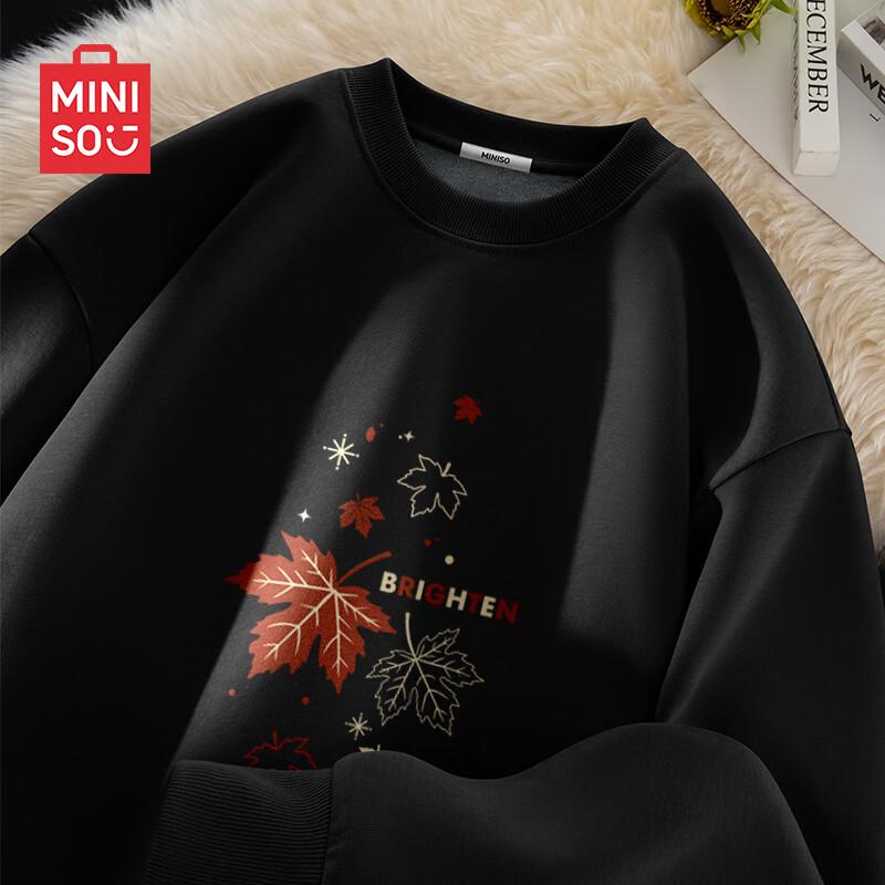 MINISO Men's American Loose Fit Fleece Pullover Crewneck Sweatshirt