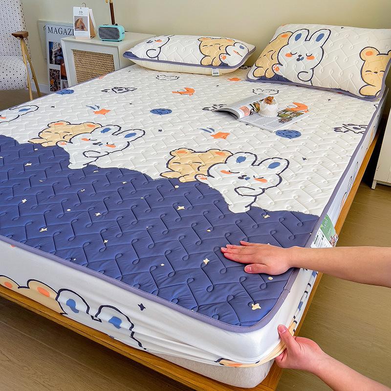 Latex-Schlafmatte für Mutter und Baby, dreiteilige Tagesdecke mit kühler, seidengepolsterter Latex-Matratzenschutzhülle