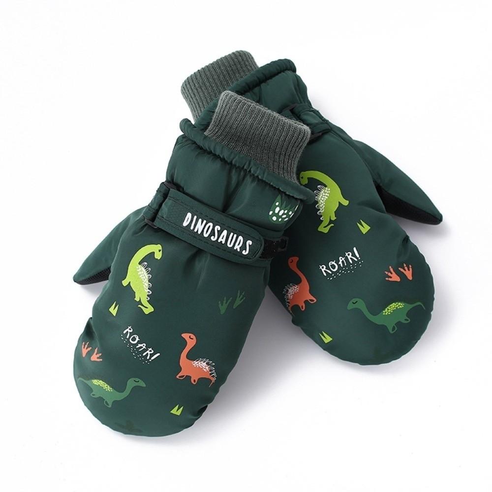 Cartoon Dinosaur Ski Snow Gloves Windproof Winter Mittens Durable Kids Thermal Gloves Winter