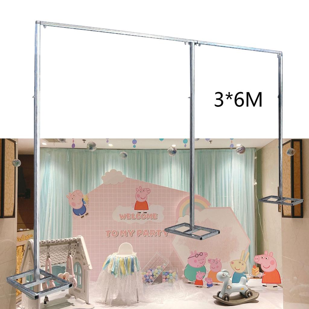 6x3M Wedding Backdrop Stand for Party Stage Events Heavy Duty Metal Pipe Drape Kit Large Curtain Frame Support