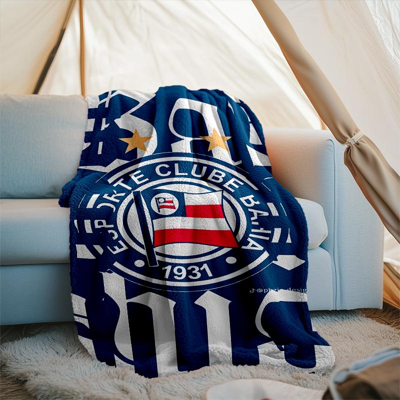 1PC Esporte Clube Bahia Design Printed Soft Flannel Blanket Throw for Adult Bedroom Living Room Sofa Camping Travel Fan gifts Christmas Gifts