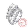 925 Sterling Silver Jewelry Luxury Crystal Adjustable Finger Rings for Women Wedding Party Jewelry for Girls Friend Gift