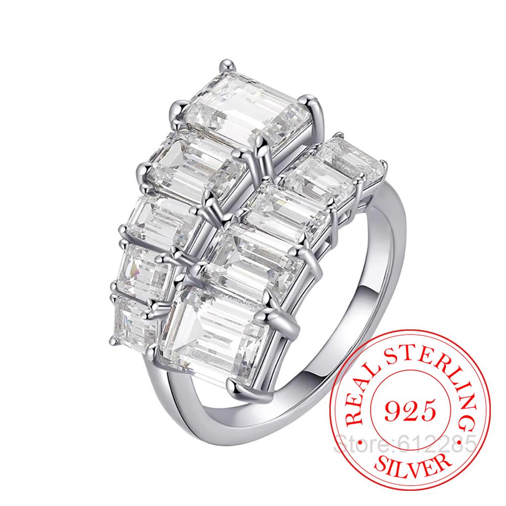 

925 Sterling Silver Jewelry Luxury Crystal Adjustable Finger Rings for Women Wedding Party Jewelry for Girls Friend Gift resizable