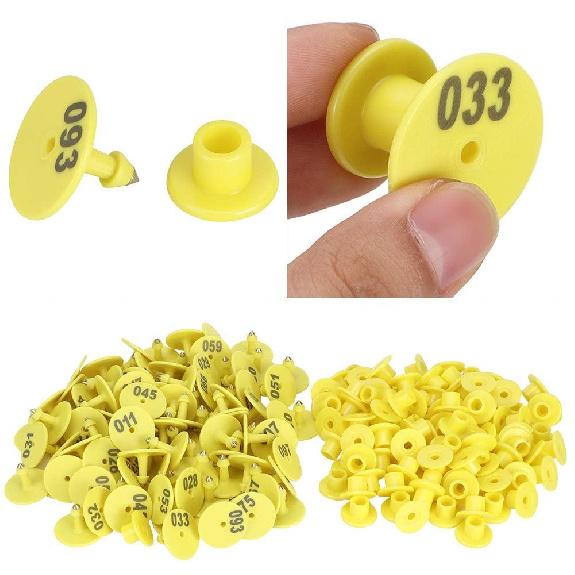 100Pcs Livestock Ear Tags, 001-100 Numbered Animal Identification Ear Tags for Cows Cattle Goats Sheep Pigs Calf