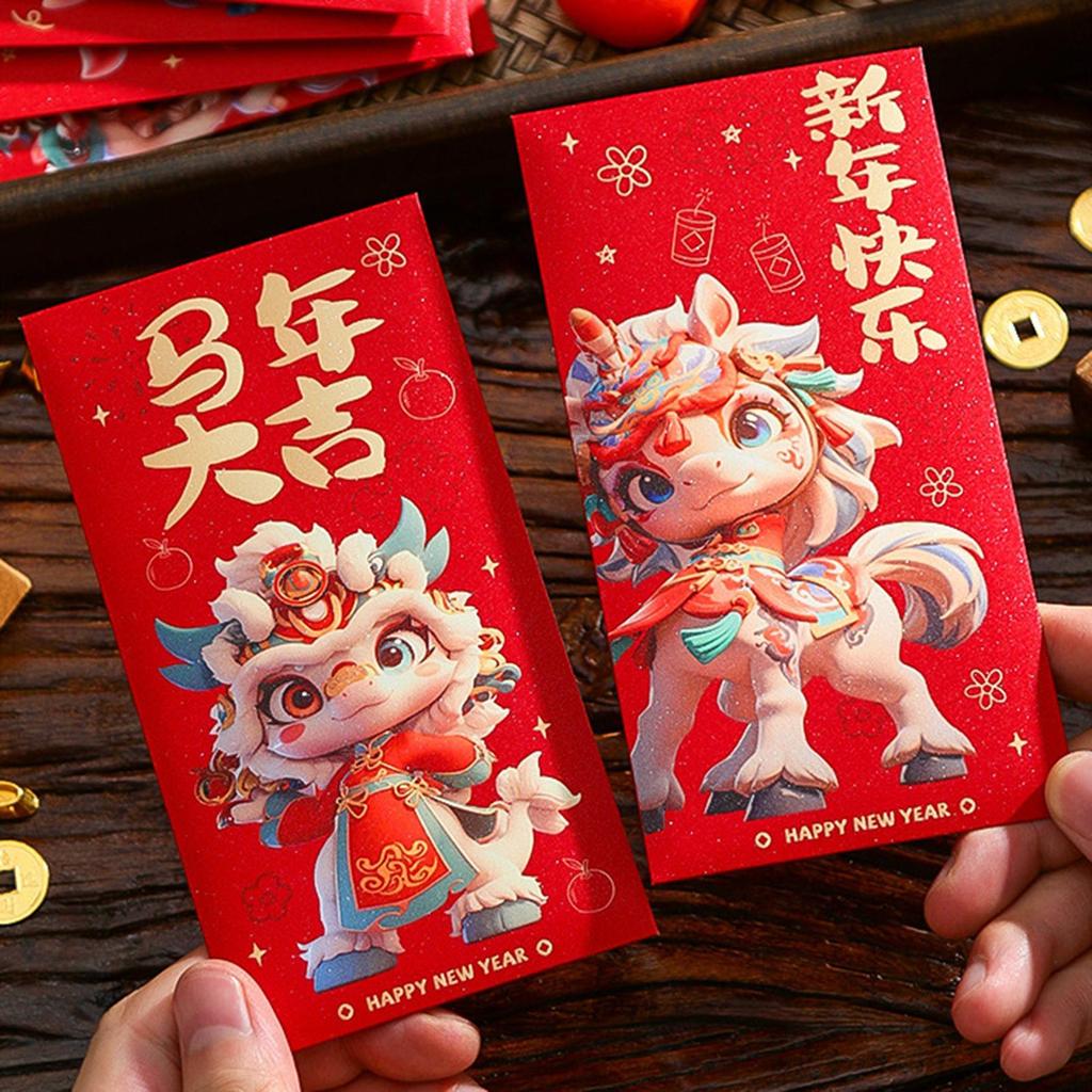 6pcs Red Money Envelopes Year Of The Horse New Year Party Favor 2026 Money Envelopes Chinese Spring Festival Cash Red Packets