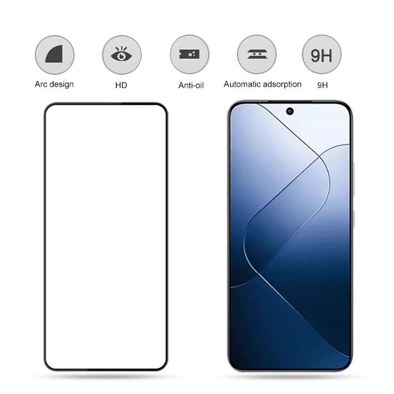 

MOCOLO For Xiaomi 14 Tempered Glass Screen Protector Silk Printing Full Cover Touch Sensitive Film Black