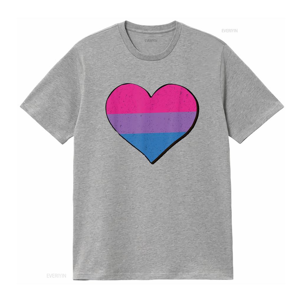 Bisexual Pride Flag Heart Bi T Shirt Vintage Washed Unisex Versatile Streetwear Breathable Designer Clothes Stylish