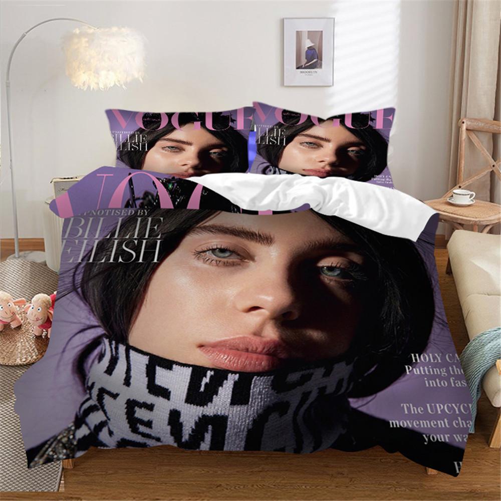 Popular Star B-Billies Singer Bedding Set Duvet Cover E-Eilishs Bed Set Quilt Cover Pillowcase king Queen Size Boys Adult
