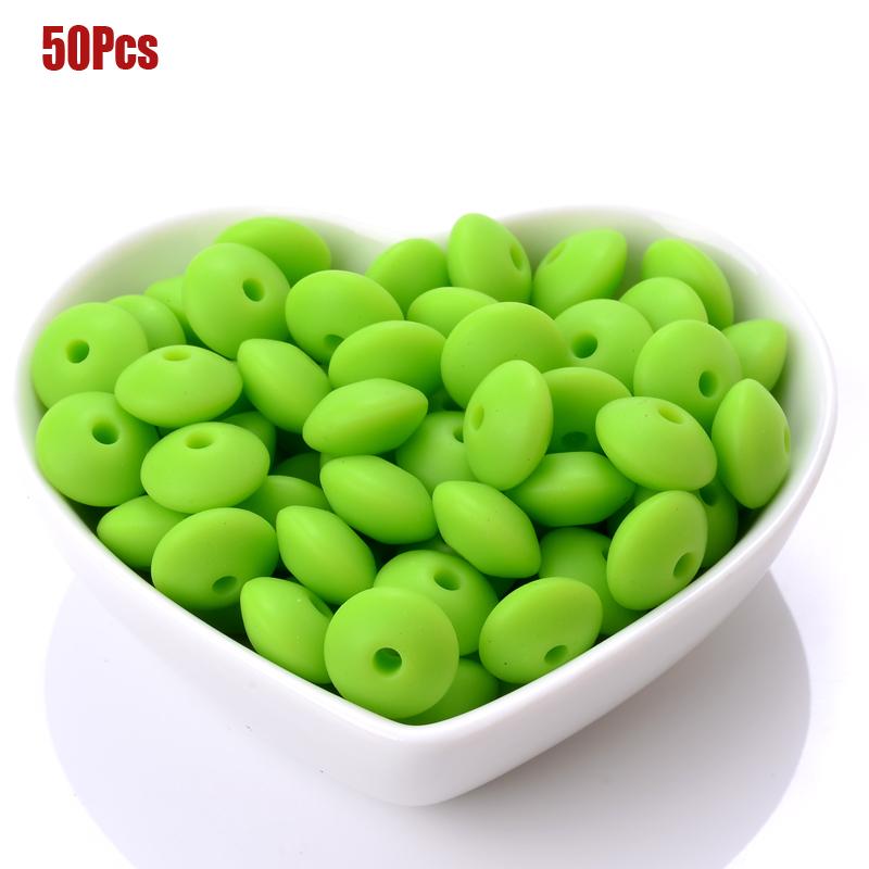 50pcs/lot 12mm Silicone Spacer Beads for DIY Charms Newborn Nursing Accessories Necklace Pacifier Chain Teething Toy BPA Free