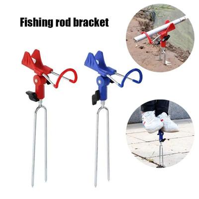 1pcs 360 Degree Adjustable Aluminum Alloy Fishing Rod Holder Folding Fish Pole Stand for Bank Fishing Ground Support Holder