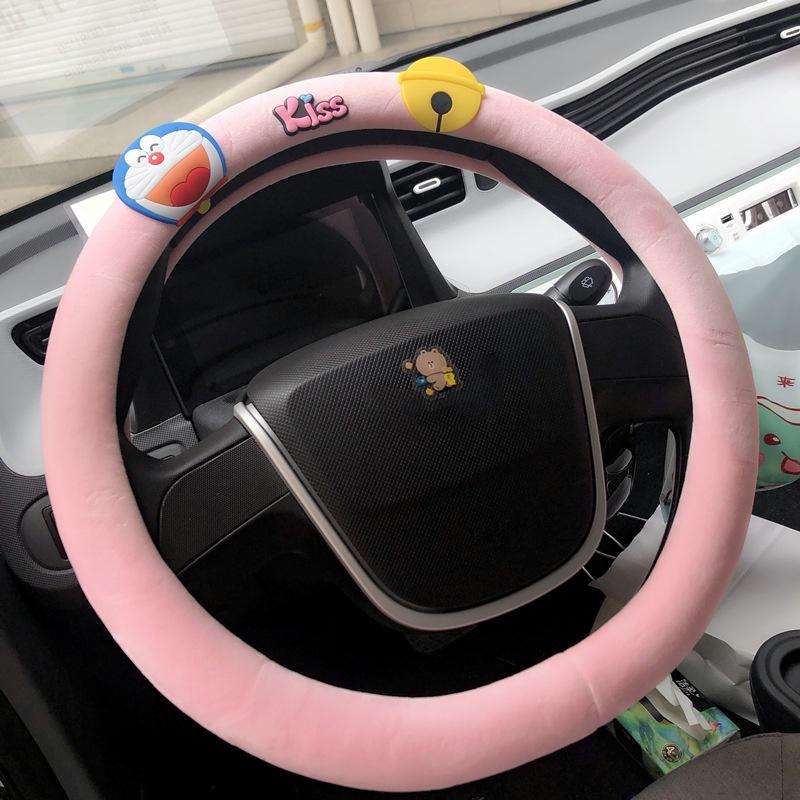 Steering Plush Car Wheel Cover Cartoon Print Four Seasons Installation Easy