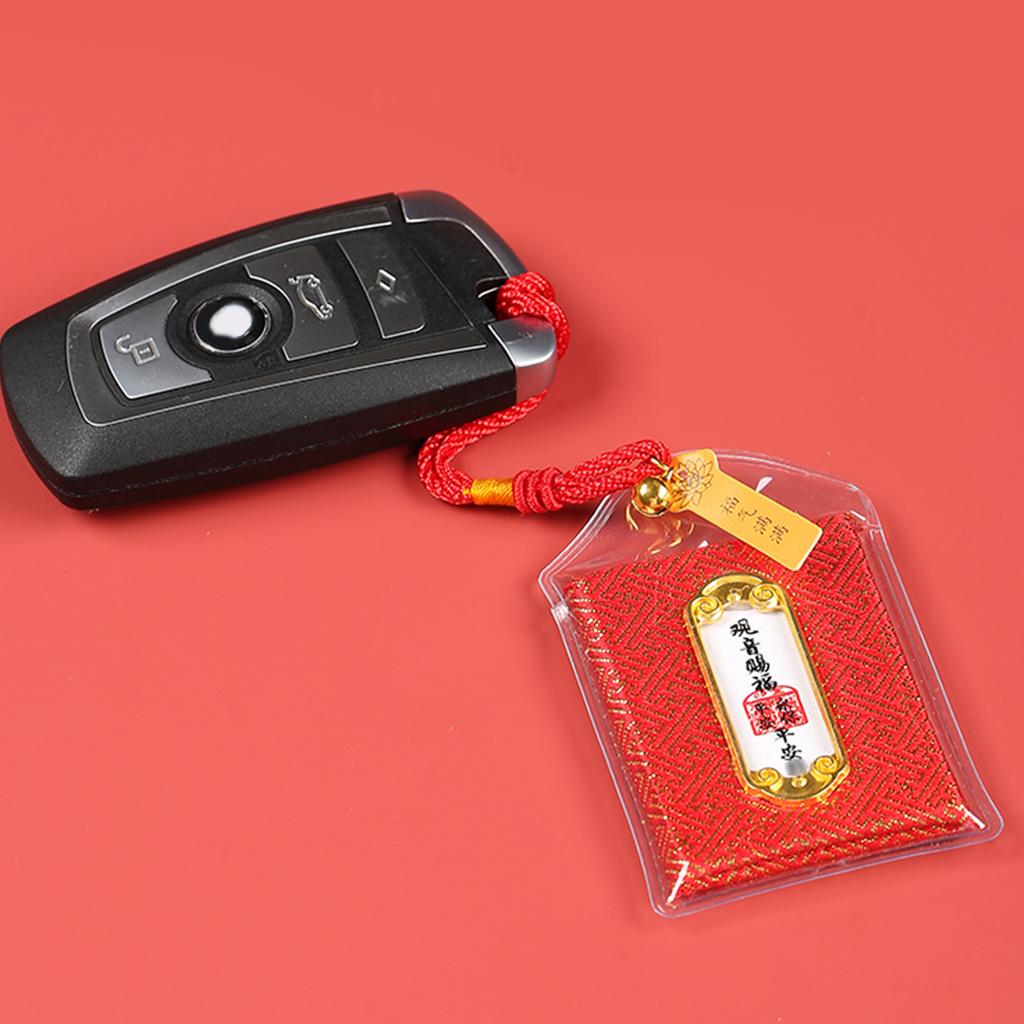 Authentic Buddhist Blessing Amulet Lucky Charm Pouch, Traditional Chinese Protective Talisman for Health Wealth Safe Driving Car