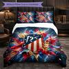 Atletico Madrid Pattern 3 Pieces Bedding Set Soft Microfiber Duvet Cover with Pillow Cases for Bedroom